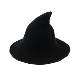 Witch Hat Diversified Along The Sheep Wool Cap Knitting Fisherman Hat Female Fashion Witch Pointed Basin Bucket for Halloween250D