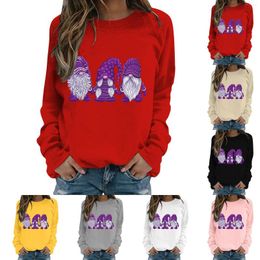 Women's Hoodies Solid Color Crew Neck Christmas Cartoon Print Long Sleeved Casual Pullover Light Workout Set Cute Women Zip Up Jackets
