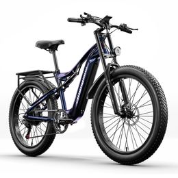 E-Bikes Electric Bike 26 Inch E Mountain Bikes 840WH Ebike 500W BAFANG Motor Moped 3.0 Fat Tyre Bicycle 17.5Ah 48V Samsung Battery MTB Full Suspension