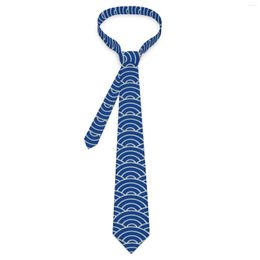 Bow Ties Blue Seigaiha Print Tie Japanese Waves Pattern Neck Novelty Casual Collar For Men Daily Wear Party Necktie Accessories