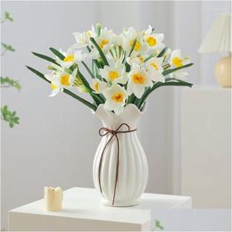 Decorative Flowers & Wreaths Decorative Flowers Imitate The Narcissus Of Northern Europe Xiaoqing Xinyang Indoor Table Decoration Gard Dhexk