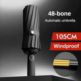 Umbrellas Windproof Strong 48 Bone Fully Automatic Folding Umbrella for Men Large Size Weatherproof Sun Uv Protect Male Female Umbr 231007