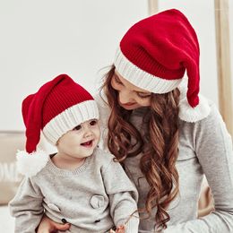 Berets Santa Claus Knitted Hat Parent-Child Mother And Baby Cute Pompom Christmas Knit Cap Soft Beanie Red White Panel Party Decoration