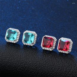 Stud Earrings White Copper Multicolor Cubic Zirconia Fashion Jewelry Earring Female Wedding Party Gift For Women's