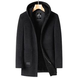 Men's Wool Blends BATMO 2023 arrival autumn winter wool hooded trench coat men male jackets overcoat 2310 231009