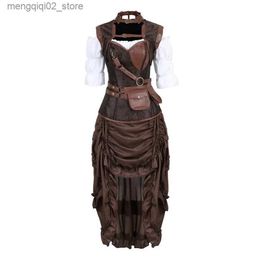 Theme Costume Women Steampunk Corset Dress Pirate Shirt Gothic Corset Lingerie Top Burlesque Irregular Skirt Halloween Come Plus Size S-6XL Q231010