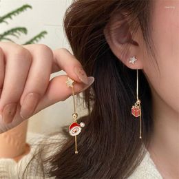 Dangle Earrings Christmas Design Versatile Drop Oil Santa Claus Gift Star Tassels Asymmetric Female