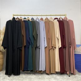 Ethnic Clothing Women Eid Muslim Robe Solid Colour Long Sleeved Lace Up Prayer Dress Dubai Kaftan Islamic Ramadan Jalabiya Elegant Vestidos