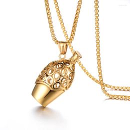 Pendant Necklaces European And American Creative Vintage Carved Hollow Wine Bottle Universal Stainless Steel Necklace For Men Women