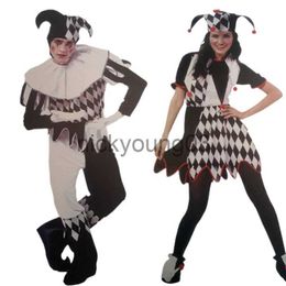 Theme Costume Halloween Carnival Cosplay Costumes Funny Clown Cosplay Costume Adults Man Women Black and White Couple Clown Suit x1010