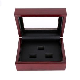 Red Black PU Leather Wooden Box Organiser Portable 12x16x7cm 2-9 Hole Case Championship Sports Ring252L