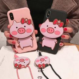 Cell Phone Cases Cartoon 3D Bowknot Pig Case For Apple iPhone 14 13 Pro Max 12 mini 11 XS XR 8 Plus 7 6S 5G SE 2020 Soft TPU Cover 231010