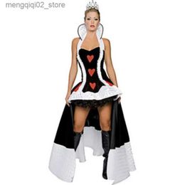 Theme Costume Alice In Wonderland Adult Women Fantasy Queen of Hearts Cosplay Comes with Crown Halloween Party Dress Q240307
