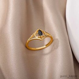 Wedding Rings Moon Black Oval Stone Rings For Women Wedding Couple Rings Jewellery Memorial Gift R231010