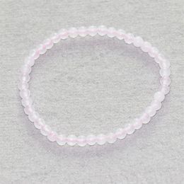 MG0002 Whole 4 mm Rose Quartz Bracelet Mini Gemstone Pink Crystals Bracelet Women's Yoga Energy Protection Jewelry201Z