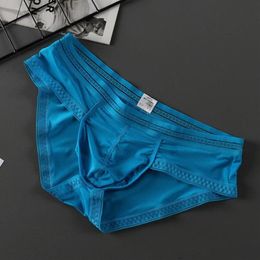 Underpants Men Sexy Elastic U-Bulge Cup Briefs Ice Silk Breathable Seamless Underwear Low Wais Stretchy2564