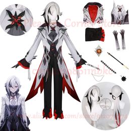 New Arlecchino Cosplay Costume Wigs Genshin Impact Fatui the Knave Arlecchino Uniform Eleven Fatui Harbingers Costume Outfitcosplay