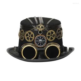 Berets Vintage Gothic Top Hat Industrial Age Hair Accessory With Gears Goggles DXAA