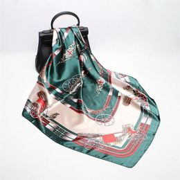 New Army Green Burgundy Pink Orange Coffee 90 90cm Scarf Female Carriage Printed Square Scarves Mother's Gift Whole3450