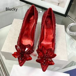 Dress Shoes Spring/Summer Women's Crystal Bead Decoration Slim Fit High Heels Fashion Elegant Charm Party