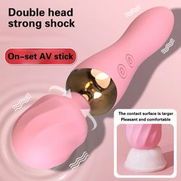 Vibrators 360 Rotating AV Double Vibration Automatic Heating Massage Stick Rechargeable Female Masturbation Tools Adult Sex Toys 231010