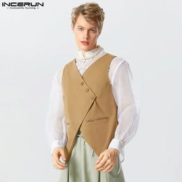 Men's Vests Casual Simple Style Tops INCERUN Mens Deconstructed Back Design Fashion Male Hollowed Solid Sleeveless Waistcoat S 5XL 231009