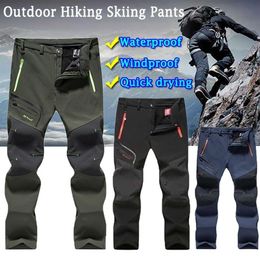 Calças de caminhada roupas de inverno dos homens à prova dwaterproof água ao ar livre trekking pesca calças de casca mole peixe escalada para acampamento esqui escalada307v