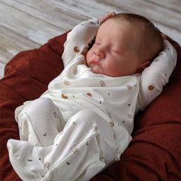 49CM Full Body Newborn Baby Doll Reborn Levi Soft Silicone Flexible 3D Skin Tone with Visible Veins Hand Paint Doll