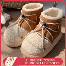 Boots New Winter Warm Snow Boots 2022 Fur Design Women Short Boots Non-slip Light Comfortable Men Home Slippers High Top Bread Shoes Q231010