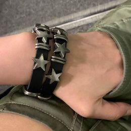 Charm Bracelets Vintage Punk Star Leather Watchband Bracelet For Women Men Y2K Girls Cool Trend Adjustable Fashion Jewelry Gift