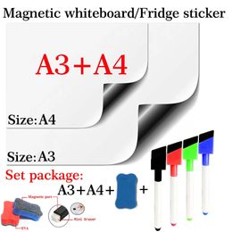 Whiteboards A3A4 Set Package Reusable Magnetic Whiteboard Calendar Fridge Sticker Message Board Menu Weekly Planner Writing Board 231009