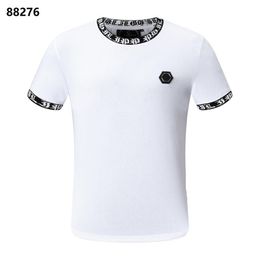 PP Fashion Men's Designer slim tee fit Casual rhinestone Round Neck Skulls Print Tops Streetwear collar Polos M-xxxL P1022210j