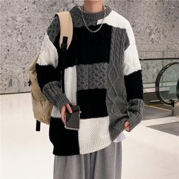 Men's Sweaters Fall Patchwork Sweater Men Clothing Fashion Knitted For Winter Clothes Loose Pullovers 2023 Autumn Streetwear