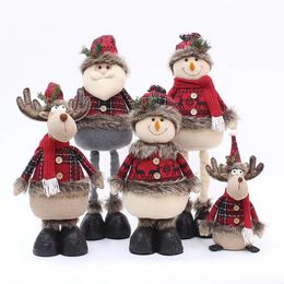 Christmas Decorations Christmas Ornament Retractable Snowman Reindeer Santa Plaid Standing Home Decor Doll Gift for Kids Year Decorations 231010