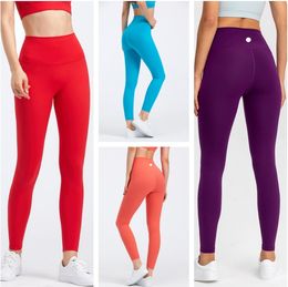 LU-666 Europe and the United States no T line yoga pants women's double-side buff tight nude high waist hip lift fitness pants