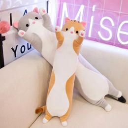 Plush Dolls Cute Long Cat Toys 70cm Stuffed Soft Pause Office Nap Doll Bed Sleepping Pillow Home Decor Birthday Gifts 231009