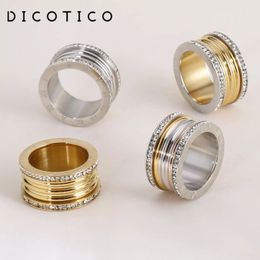 Wedding Jewelry Set Gold Color Rings Knuckles Cubic Zircon Stainless Steel Roman Numerals Heavy for Trendy Gifts 231009