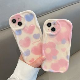 Cell Phone Cases Soft Case For IPhone 15 11 XR 7 8 Plus 12 13 14 Pro Max X XS MAX SE 2020 Flower Love Heart Wavy Lens Protective Cover 231010