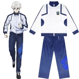 Anime Blue Lock Isagi Yoichi Cosplay Costume Adult Men Uniform Zipper Jacket Pants Casual High School Sportswear
