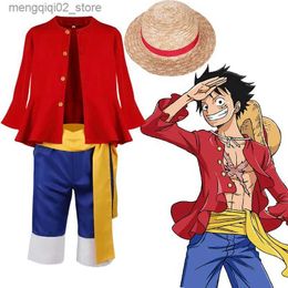 Theme Costume Luffy Cosplay Come Anime Monkey D Luffy Cosplay Uniform Hat Halloween Come for Men Boys Children Q240307