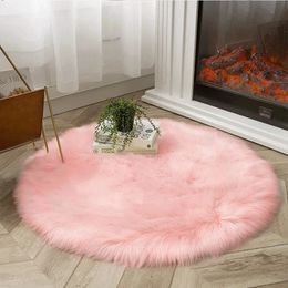 Carpets Soft Fluffy Fur Carpet Round Hairy Pink Rug Bedroom Floor for Living Room Sofa Chair Cushion Furry Kids Children Mat 231010