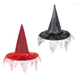 Berets Halloween Vintage Witch Hats Mesh Veils Cosplay Props 28TF