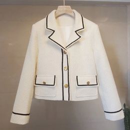 Women's Jackets Brand Designer Vintage Elegant Single Breasted Button Short Jacket Coat Women Fashion France Chic Winter Autumn Tweed Outerwear 231010