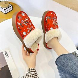 Slippers Winter Brand Plush Cotton Women's Flat Shoes 2023 Fashion Platform Casual Home Suede Warm