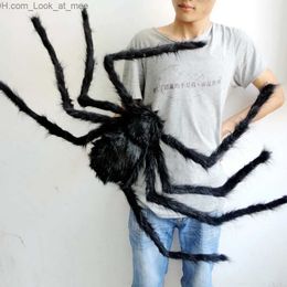 Other Event Party Supplies Colourful Giant Spider Huge Black White Spider Web for Halloween Party Haunted House Home Bar Diy Decoration Outdoor Scary Props Q231010