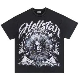 2024hellstar t Shirt Mens Women Tshirt Rapper Washed Grey Black Heavy Craft Unisex Short Sleeve High Street Fashion Retro Hell T-shirt Designers Tees H3 21u7za