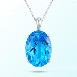 Pendants SAIYE 925 Sterling Silver Necklace Rhine Topaz Pendant Sapphire Glamour Jewelry For Women Engagement