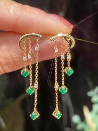 Stud Earrings SX Solid 18k Gold Nature 0.70ct Green Emerald For Women Fine Jewellery Birthday Presents