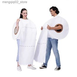 Theme Costume Funny Couples Rolling Paper Cosplay Clothing for Halloween Cos Party Roll Paper Tissue Toilet Paper Comes Cos for Adults Q231010