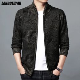 Men's Jackets Top Grade Imitation Mink Brand Fashion Casual Jacket Men Thick Velvet Stand Collar Korean Classic Cardigan Coats Clothes 231010